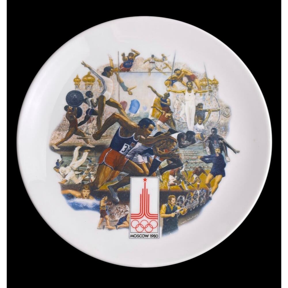 1980 Moscow Summer Olympics Official Commemorative Plate Viletta Fine China 8.5"
